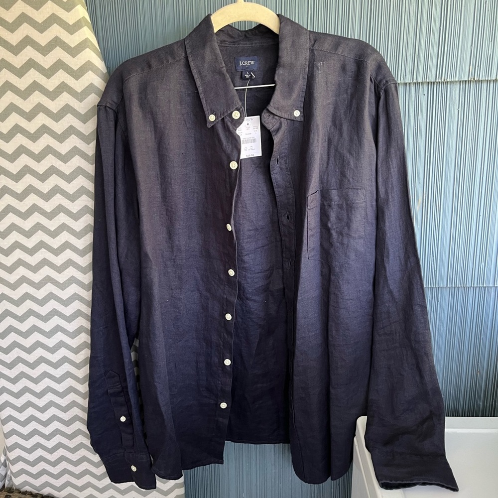 Mens J Crew Button Down Navy Large